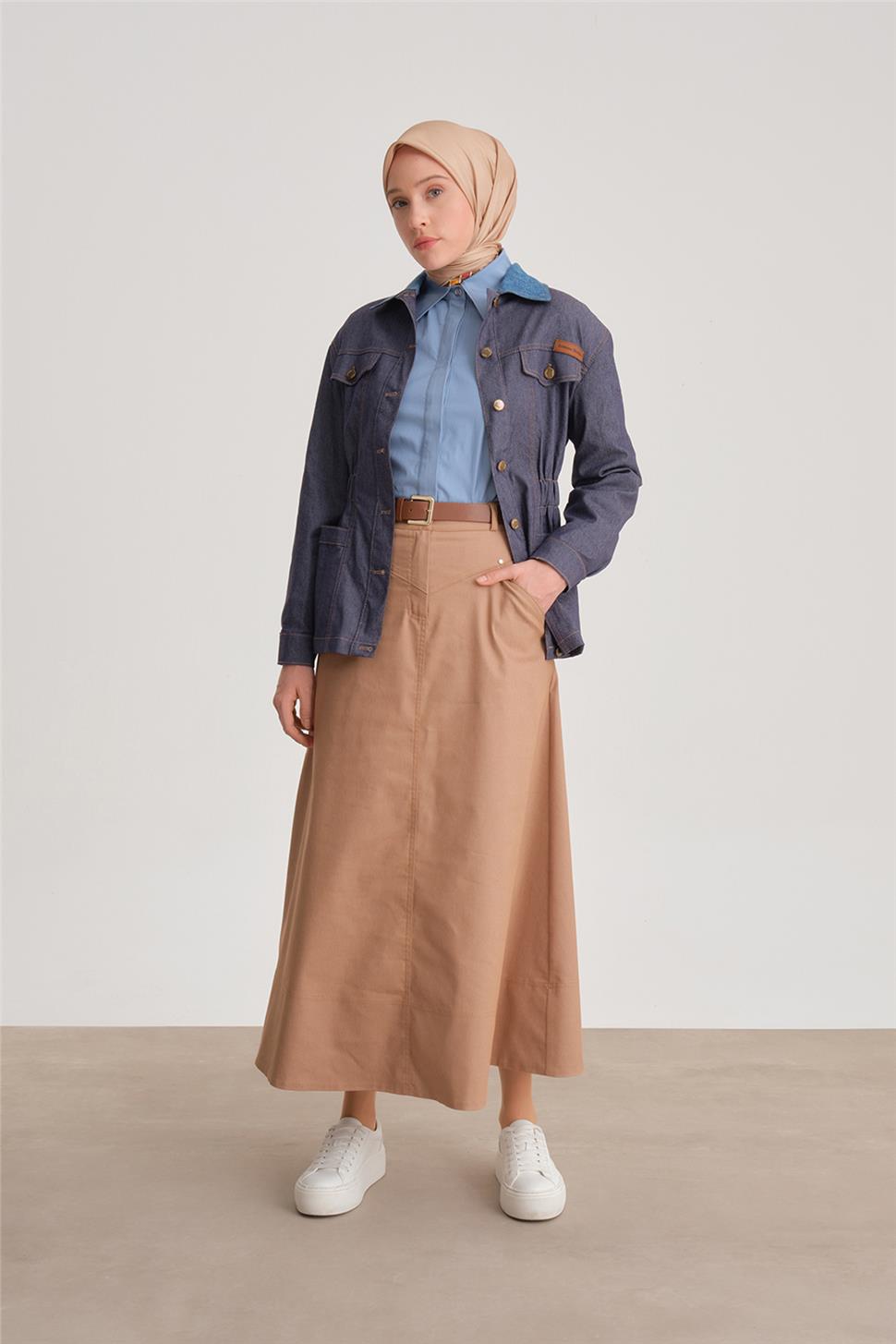 Armine Beli Lastikli Denim Ceket 24Y5408 Lacivert · 4