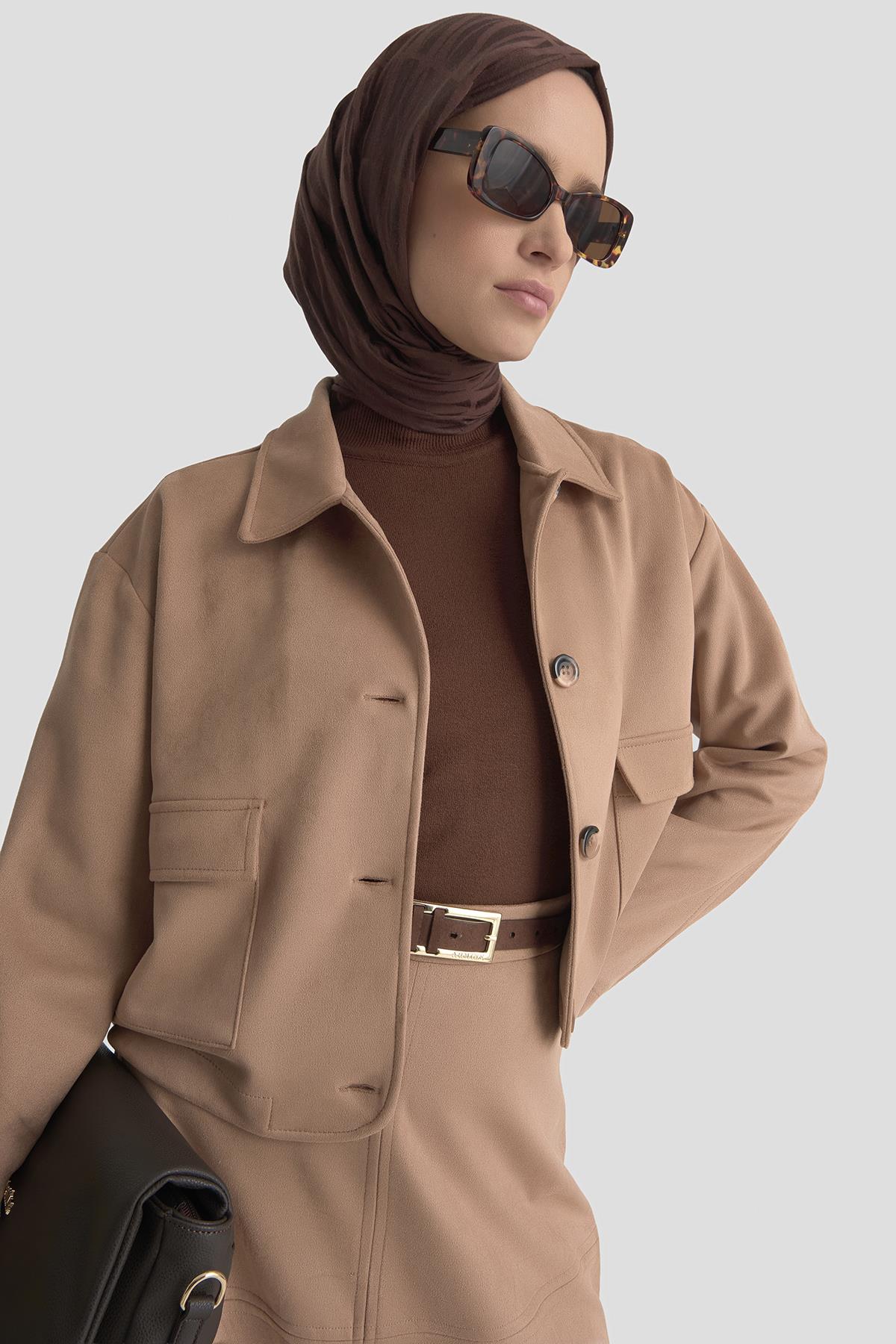 レンズ(ズーム) Suetsu Armine Ceketli Süet Takım 25KD1703 Taba | Armine