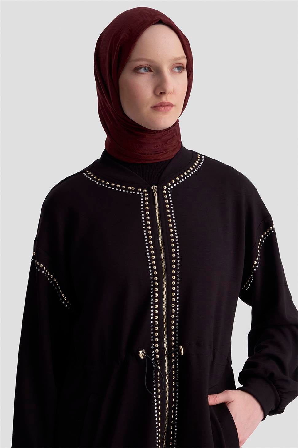 Armine Trok Detaylı Kap 25KD4038 Siyah | Armine