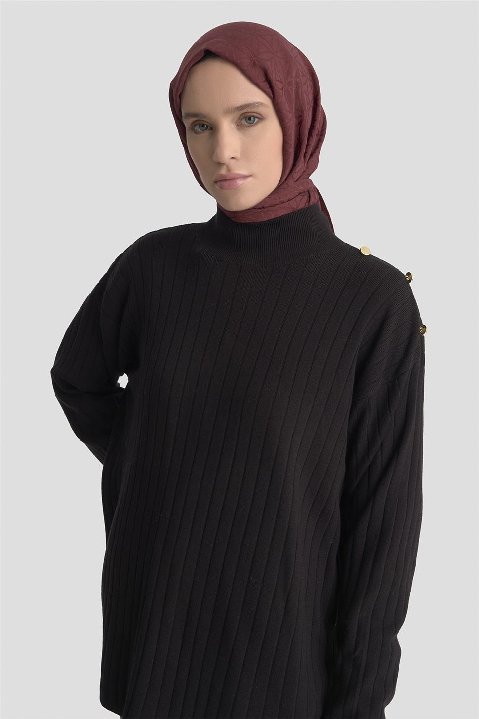 Armine Yüksek Yaka Triko Kazak 25KD6019 Siyah K25KA6009001-2261