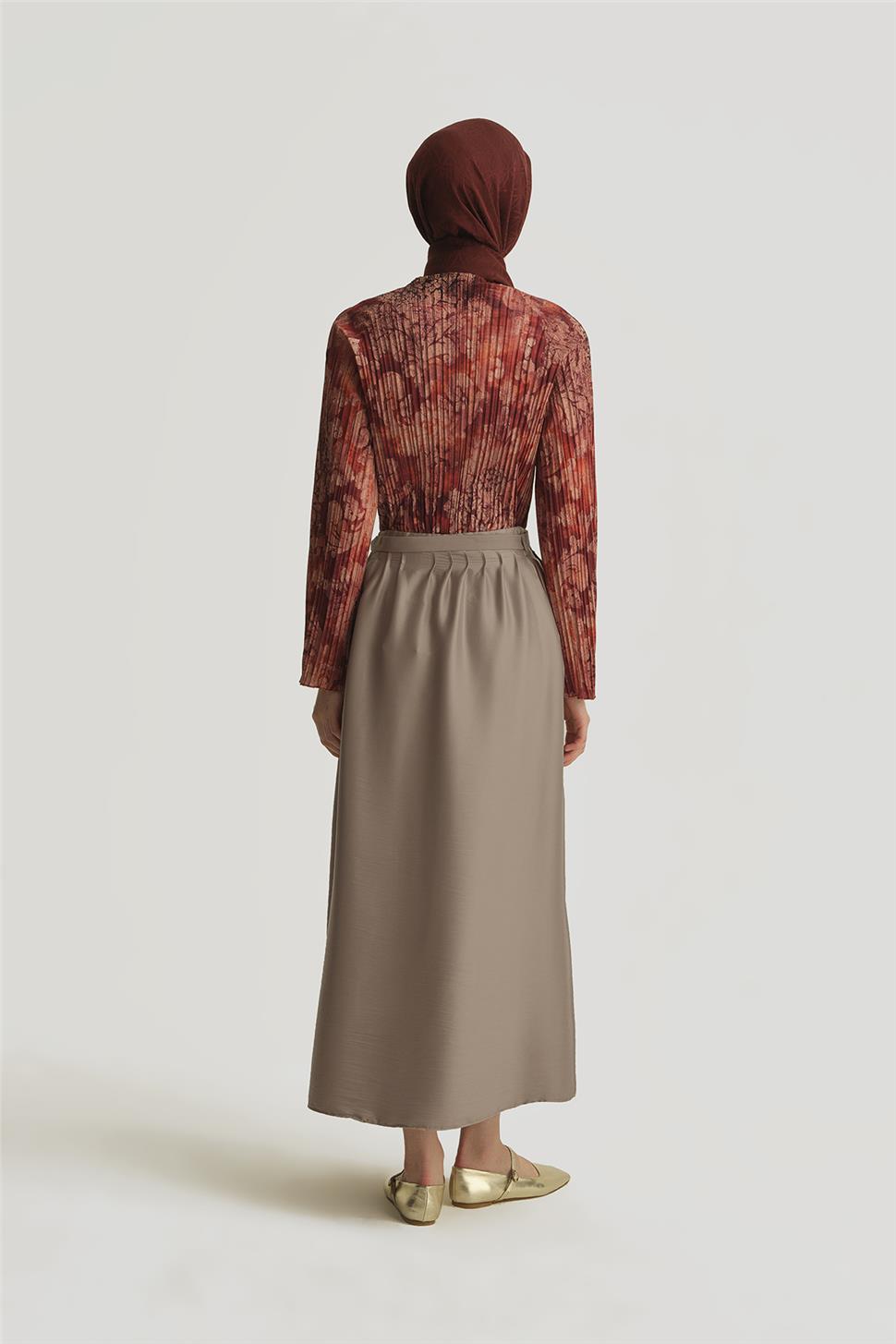 レディースウェア marmi Armine Nervürlü Saten Etek 25Y1803 Taş | Armine