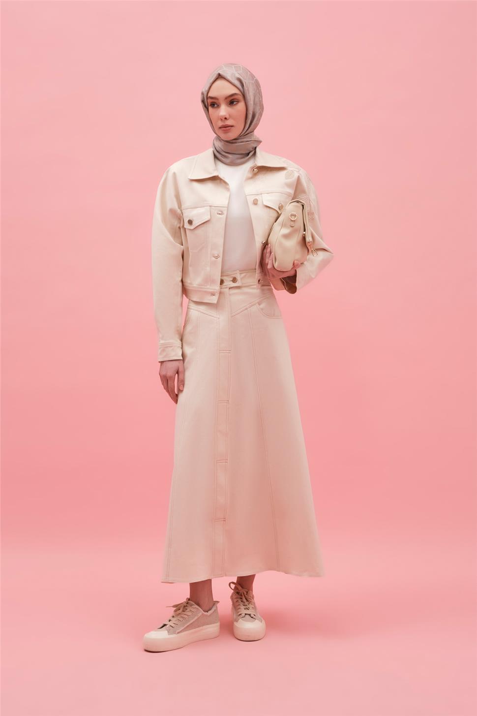 プルメリア Armine Kulplu Ham Denim Etek 25Y1827 Naturel K25YA1827001-2085