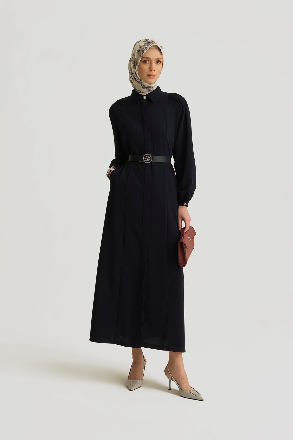 Armine Omzu Nervürlü Pardesü 25Y8208 Lacivert | Armine