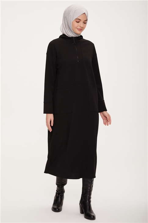 Armine Çanta Aksesuarlı Tunik Elbise 22K4201 Siyah - ARMİNE | Hayatınıza  Artı Değer Katar!
