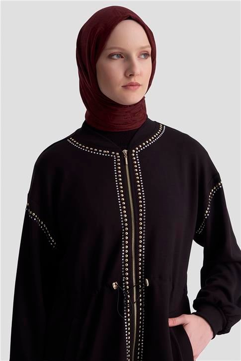 Armine Trok Detaylı Kap 25KD4038 Siyah | Armine