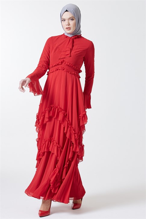 Armine Abiye Elbise 18Ya1518 Kırmızı