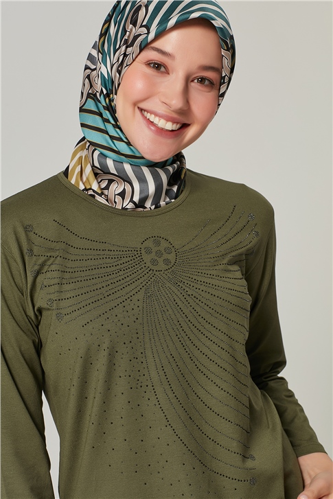 Armine Önü İşlemeli Anne Penye 20Ya9020 Haki