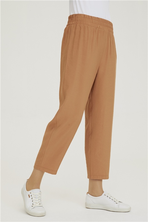 Armine Beli Lastikli Bağcıklı Pantolon 21Y2035 Camel