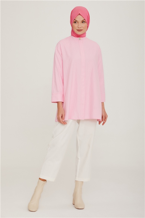 Armine Arkası Nakış Detaylı Tunik 22K4808 Pembe