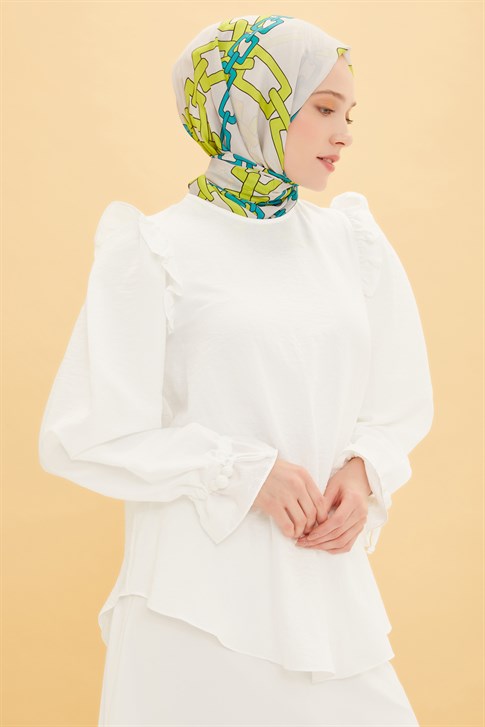 Armine Manşeti Büzülebilir Bluz 22Y3120 Ekru