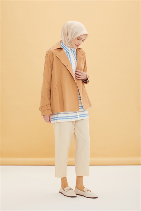 Armine Kısa Kruvaze Ceket 22Y5801 Camel