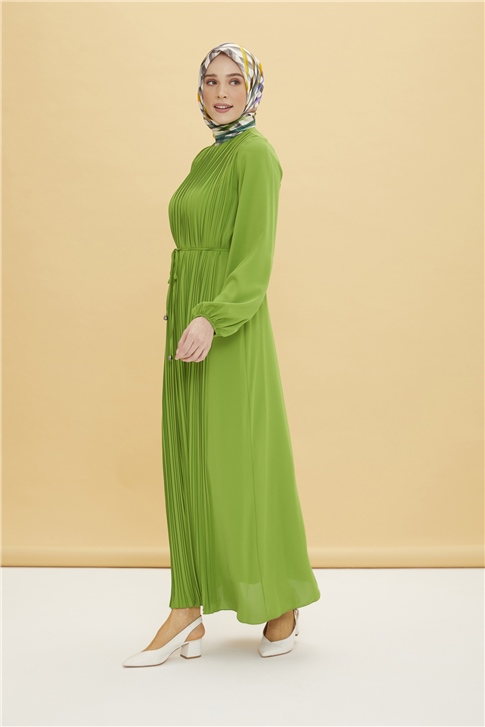 Armine Önü Piliseli Elbise 22Y9435 Fıstık Yeşil