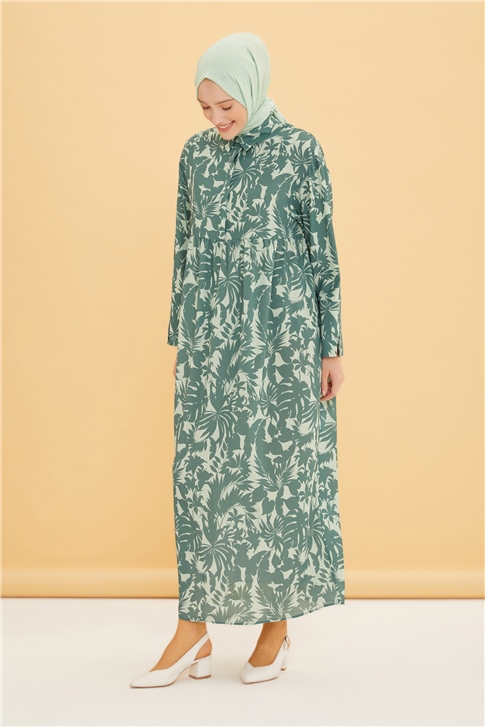 Armine Manset Detaylı Oversize Elbise 22Y9452 Çam Yeşili
