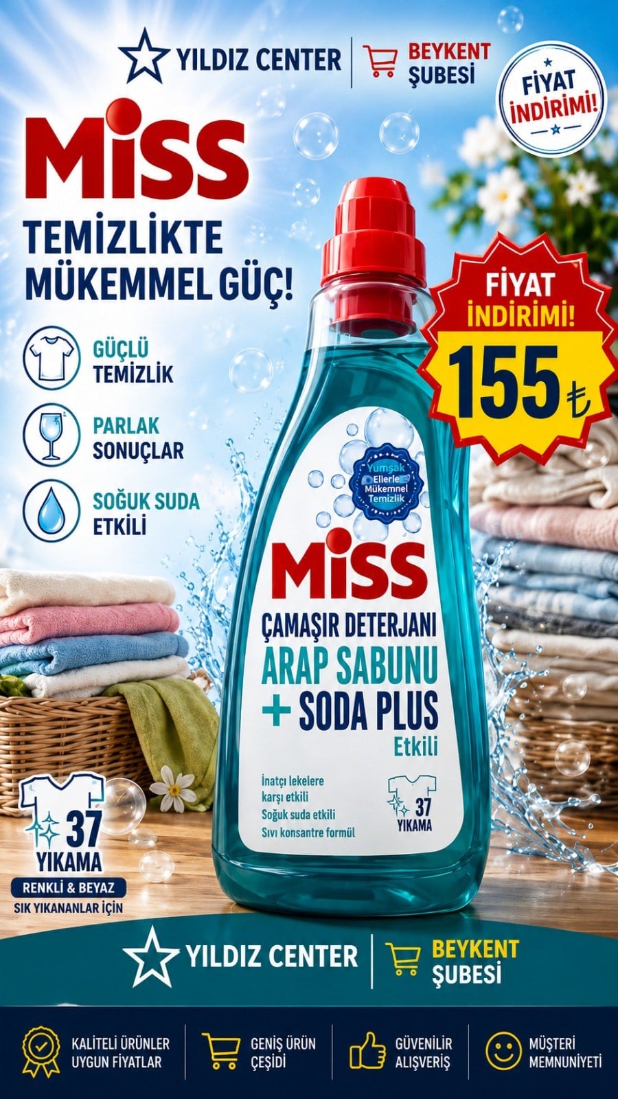 MİSS ÇAMAŞIR DETERJANI ARAP SABUNU + SODA PLUS