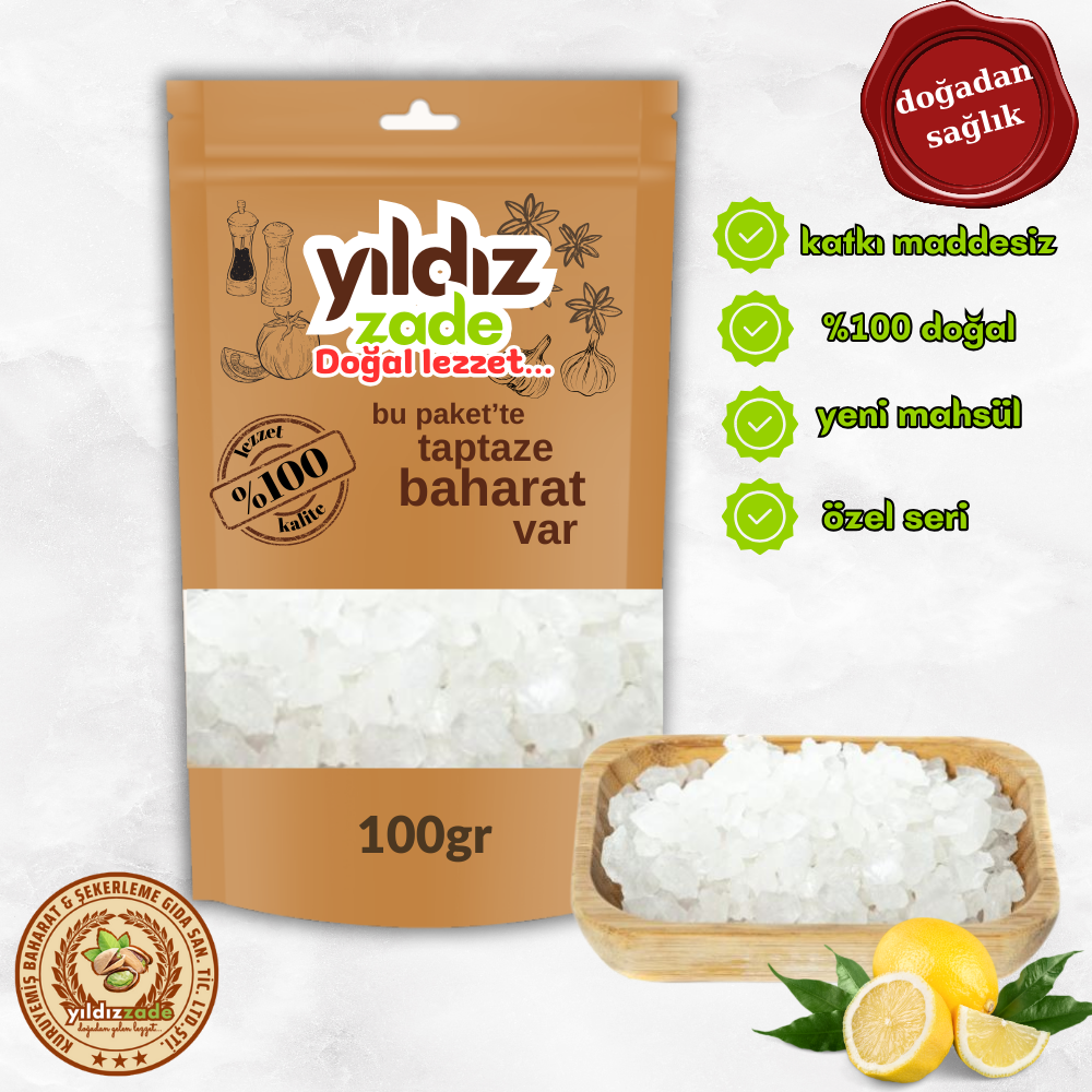 yıldızzade limon tuzu parça 100gr