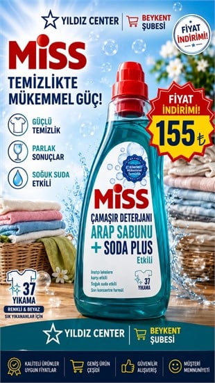 MİSS ÇAMAŞIR DETERJANI ARAP SABUNU + SODA PLUS