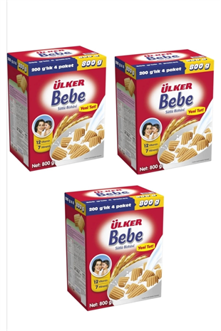 ÜLKER BEBEK BİSKÜVİSİ 800 GR 3 ADET 
