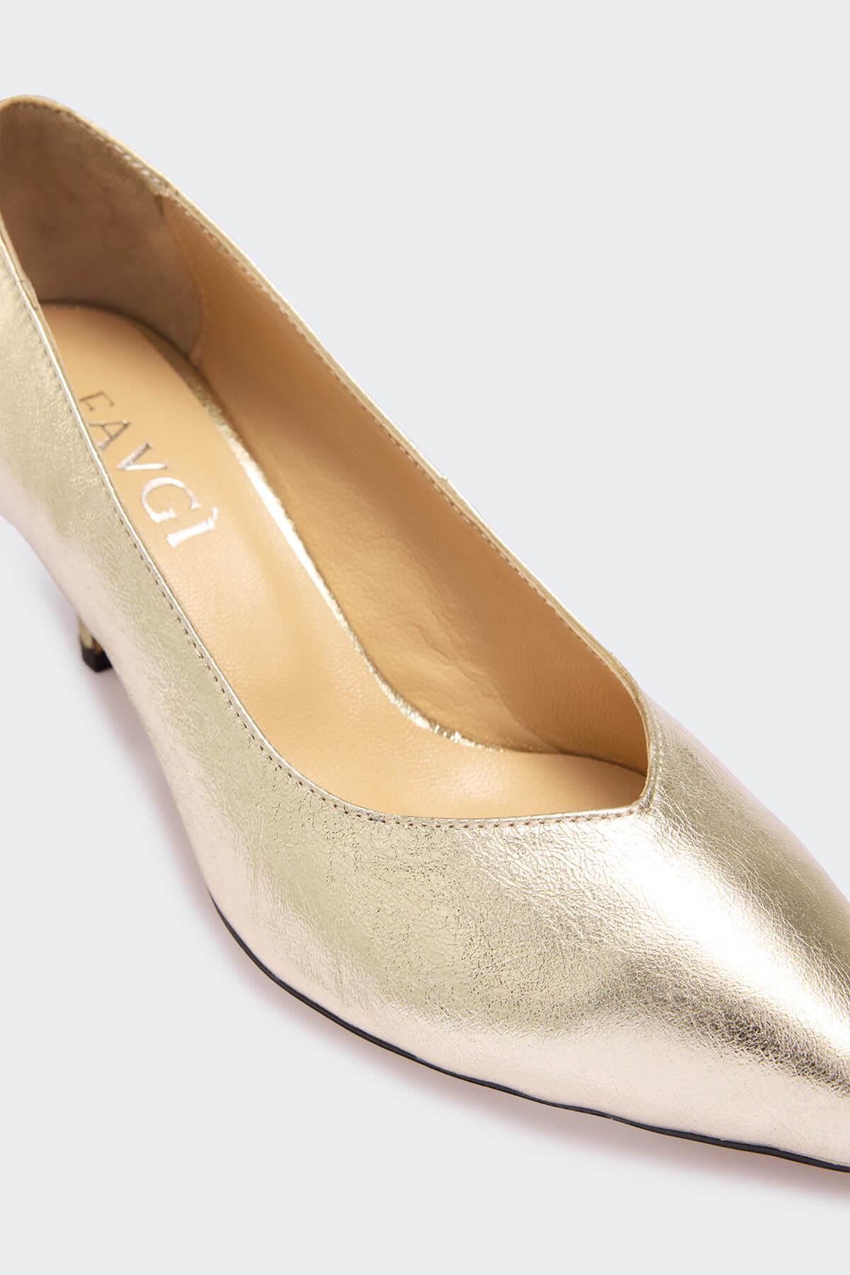 1451 Dore Deri Kadın Topuklu Ayakkabı