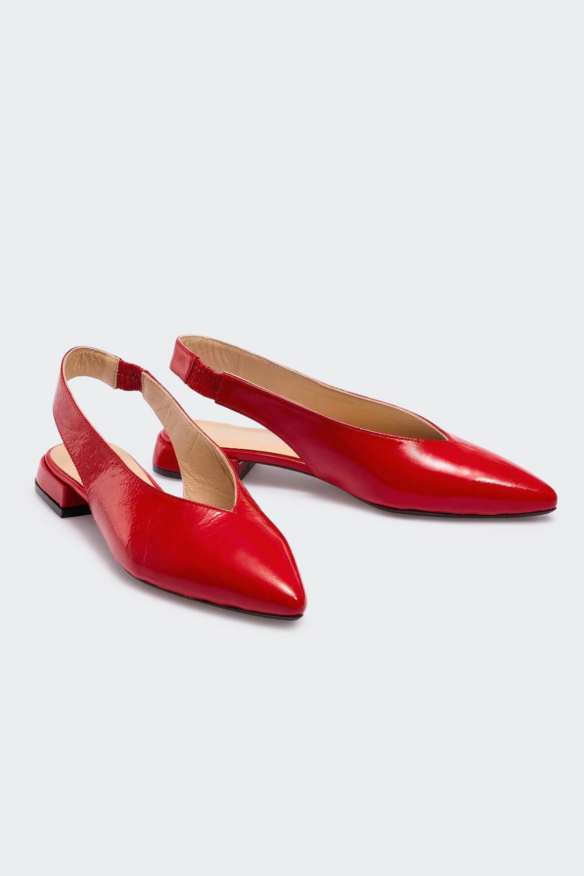 253 Kırmızı Kırışık Rugan Kadın Günlük Ayakkabı