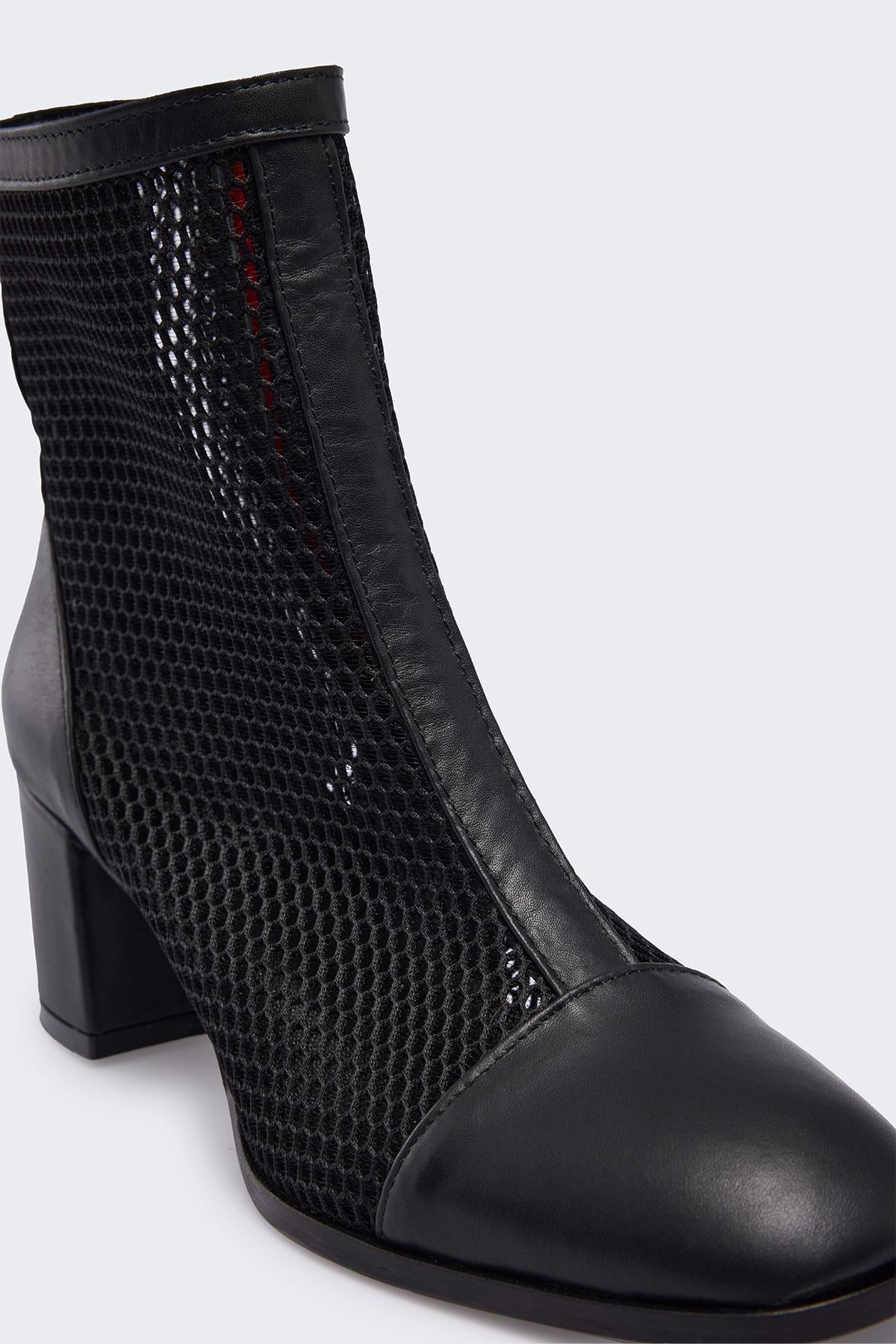 Aleida Siyah Deri Siyah File Kadın Yazlık Bot