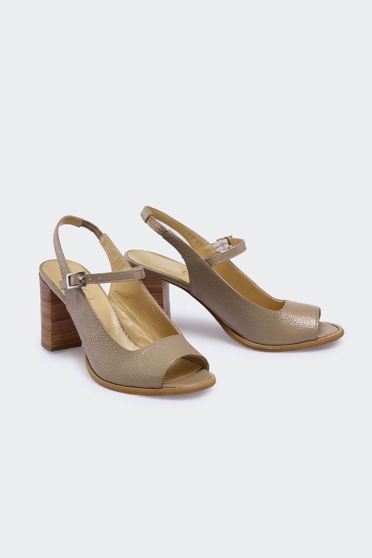 Aleratta Vizon Kırışık Rugan Kadın Topuklu Ayakkabı