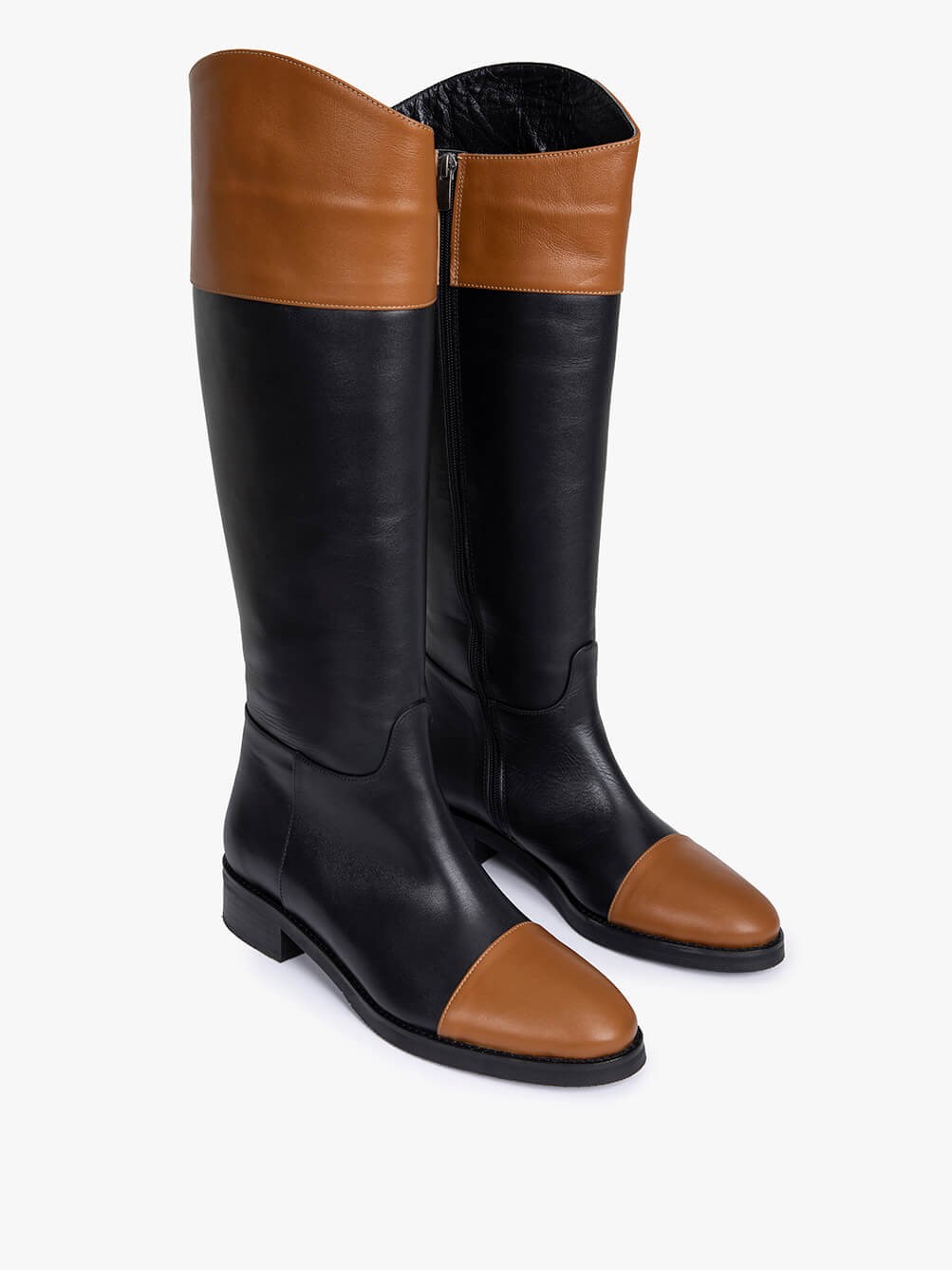 Annure Taba Deri Siyah Deri Kadın Çizme