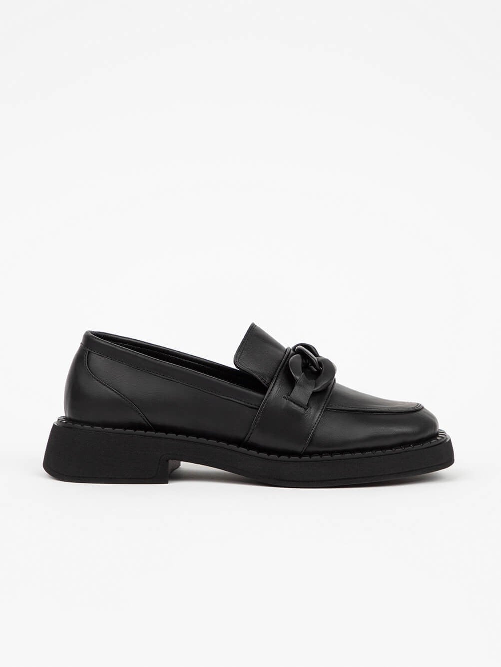 Asley Siyah Deri Kadın Loafer