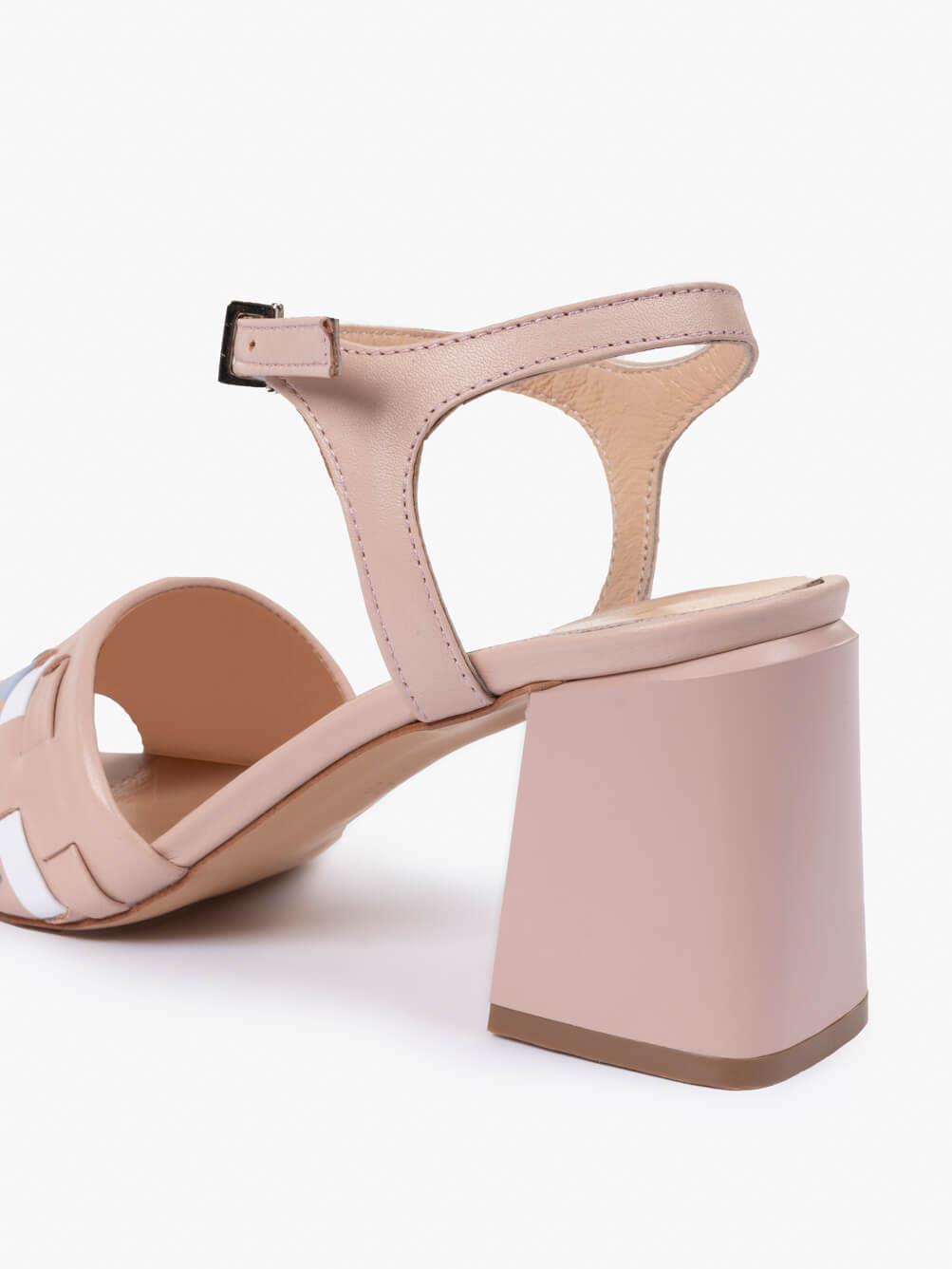 Benma Soft Pembe Deri Kadın Topuklu Sandalet
