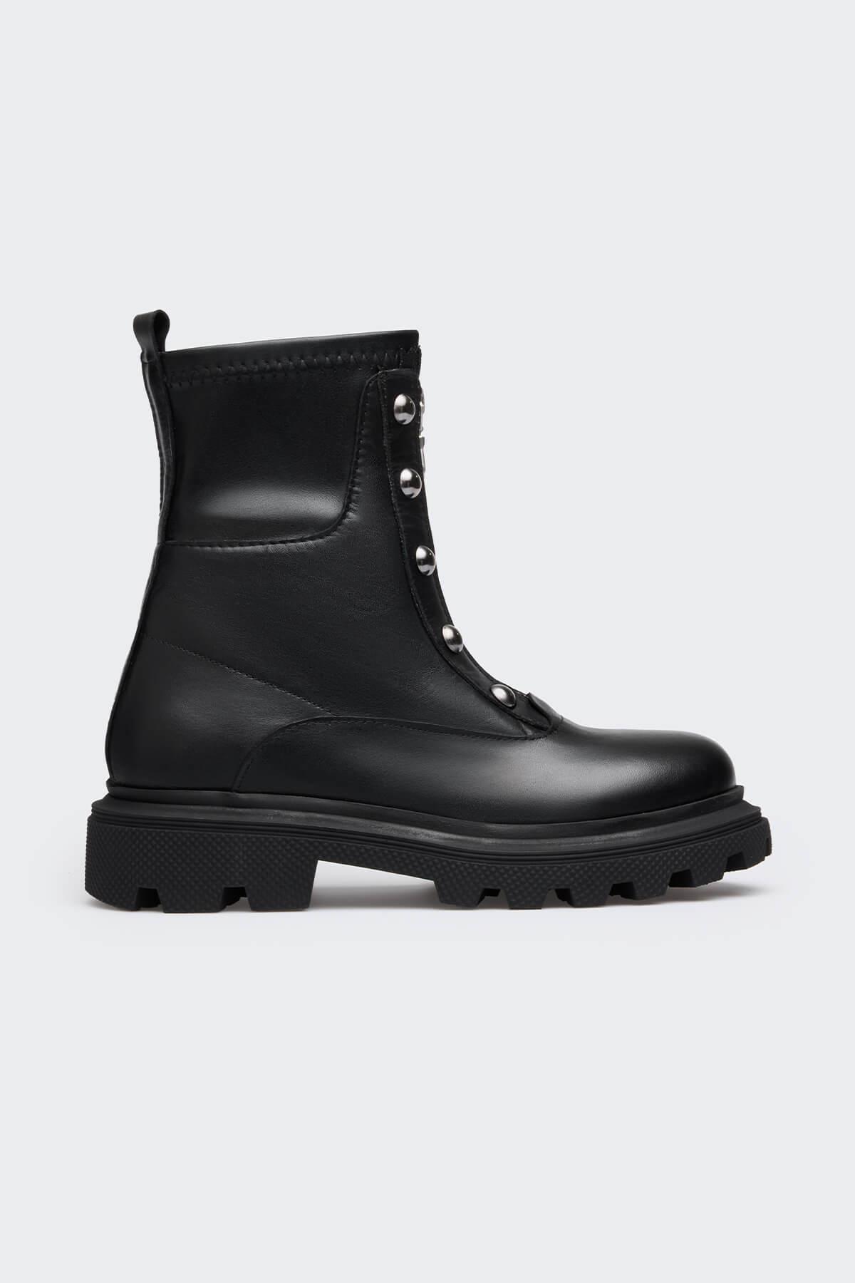 Coll Siyah Deri Kadın Bot