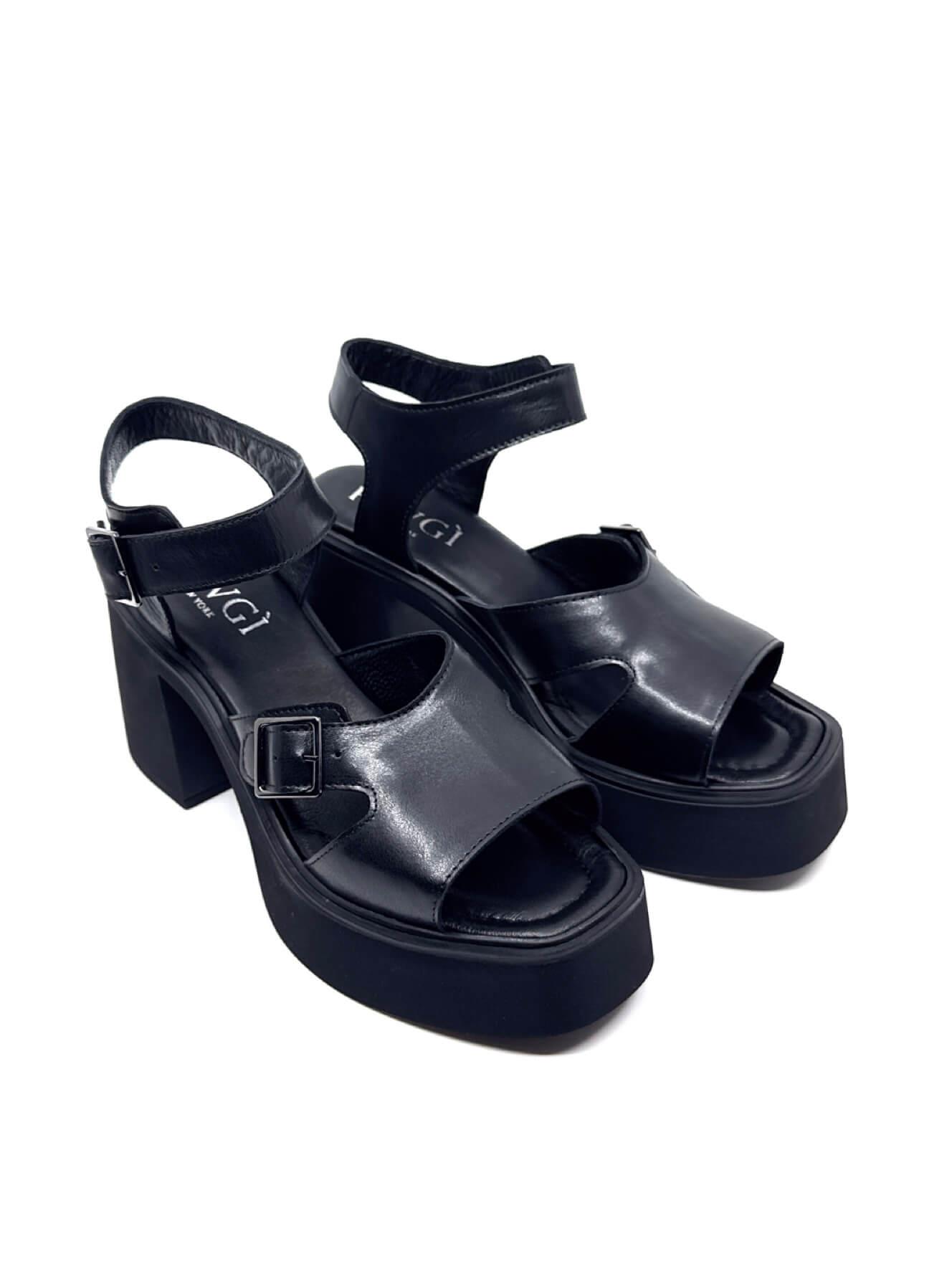Favgi 352 Siyah Deri Kadın Sandalet
