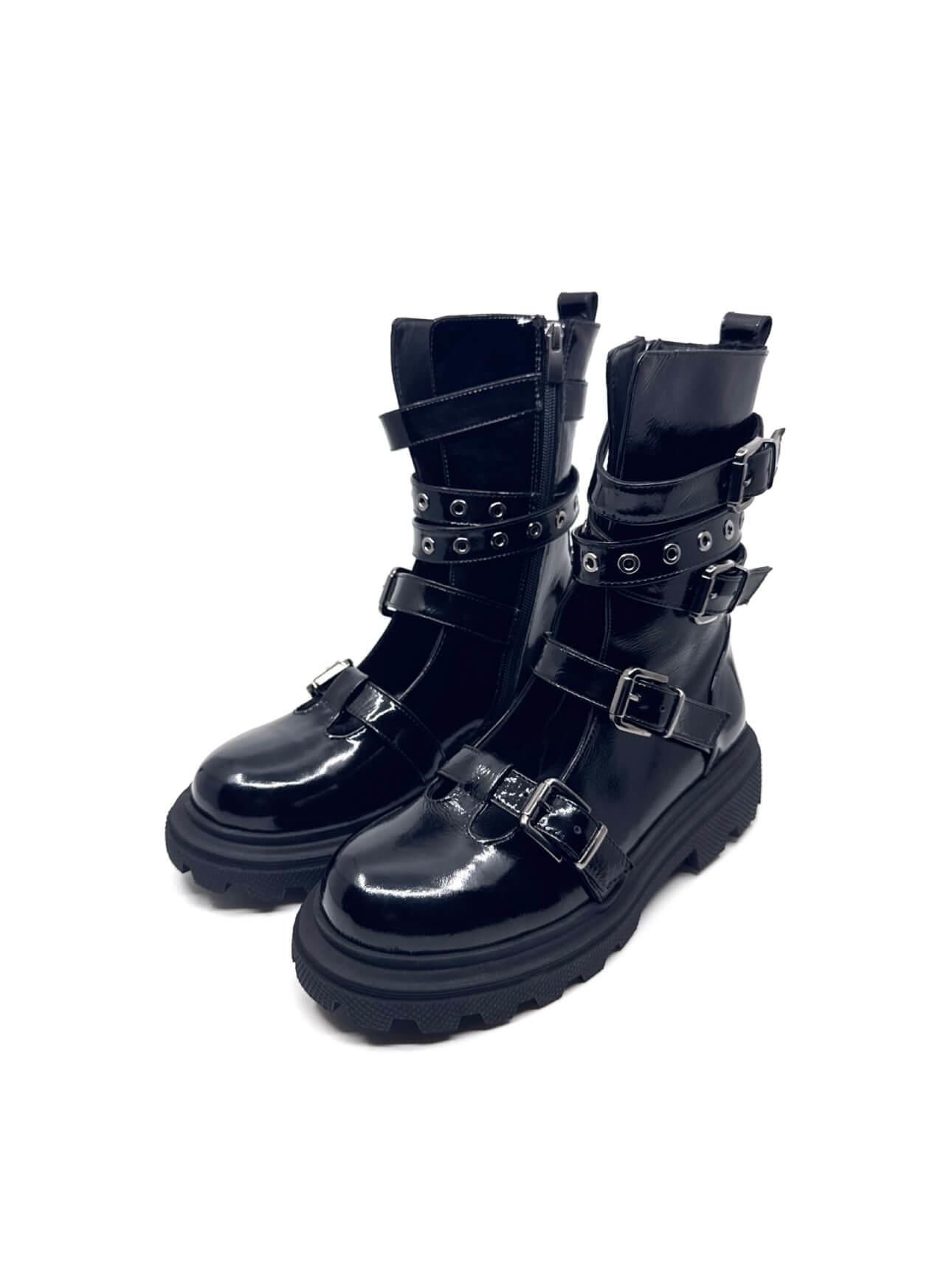 Favgi 759 Siyah Kırışık Rugan Kadın Bot