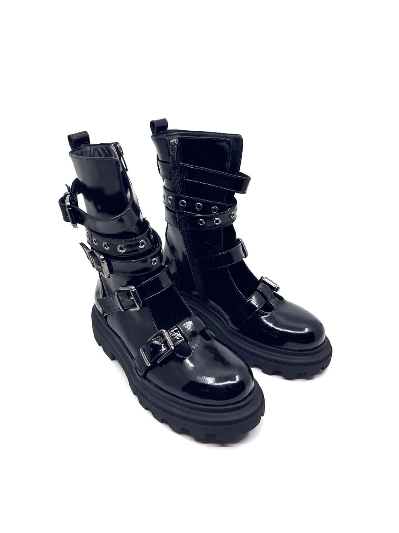 Favgi 759 Siyah Kırışık Rugan Kadın Bot