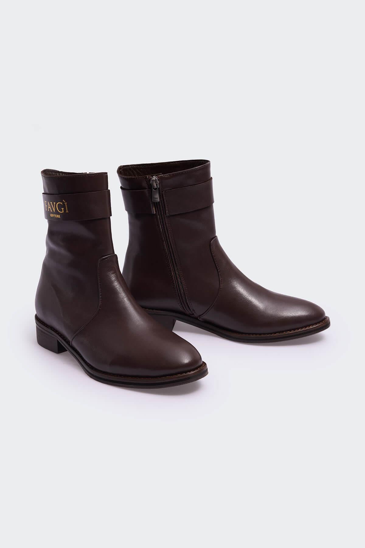 Favgi 803 Kahve Deri Kadın Bot