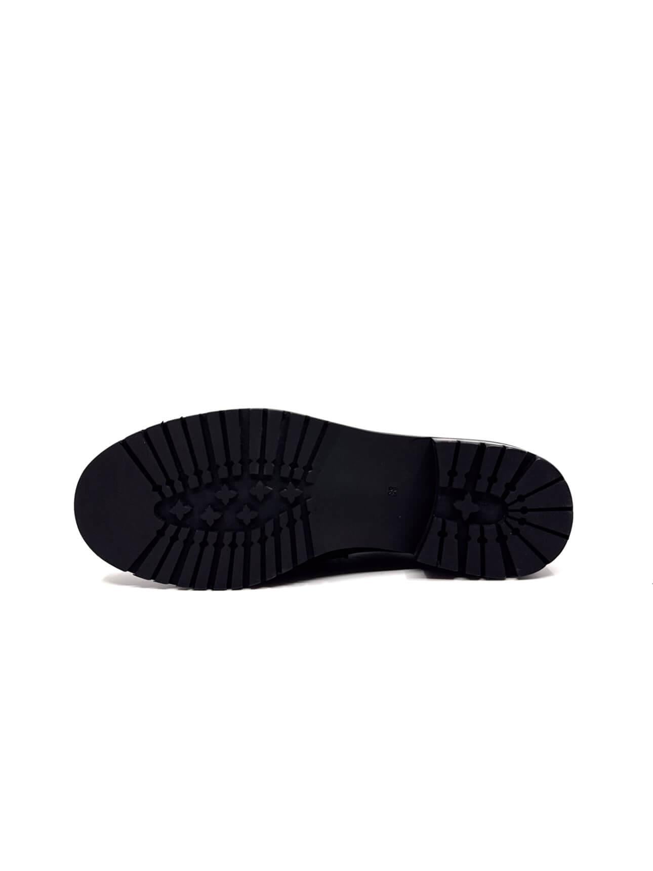 Frank Siyah Kırışık Rugan Kadın Loafer