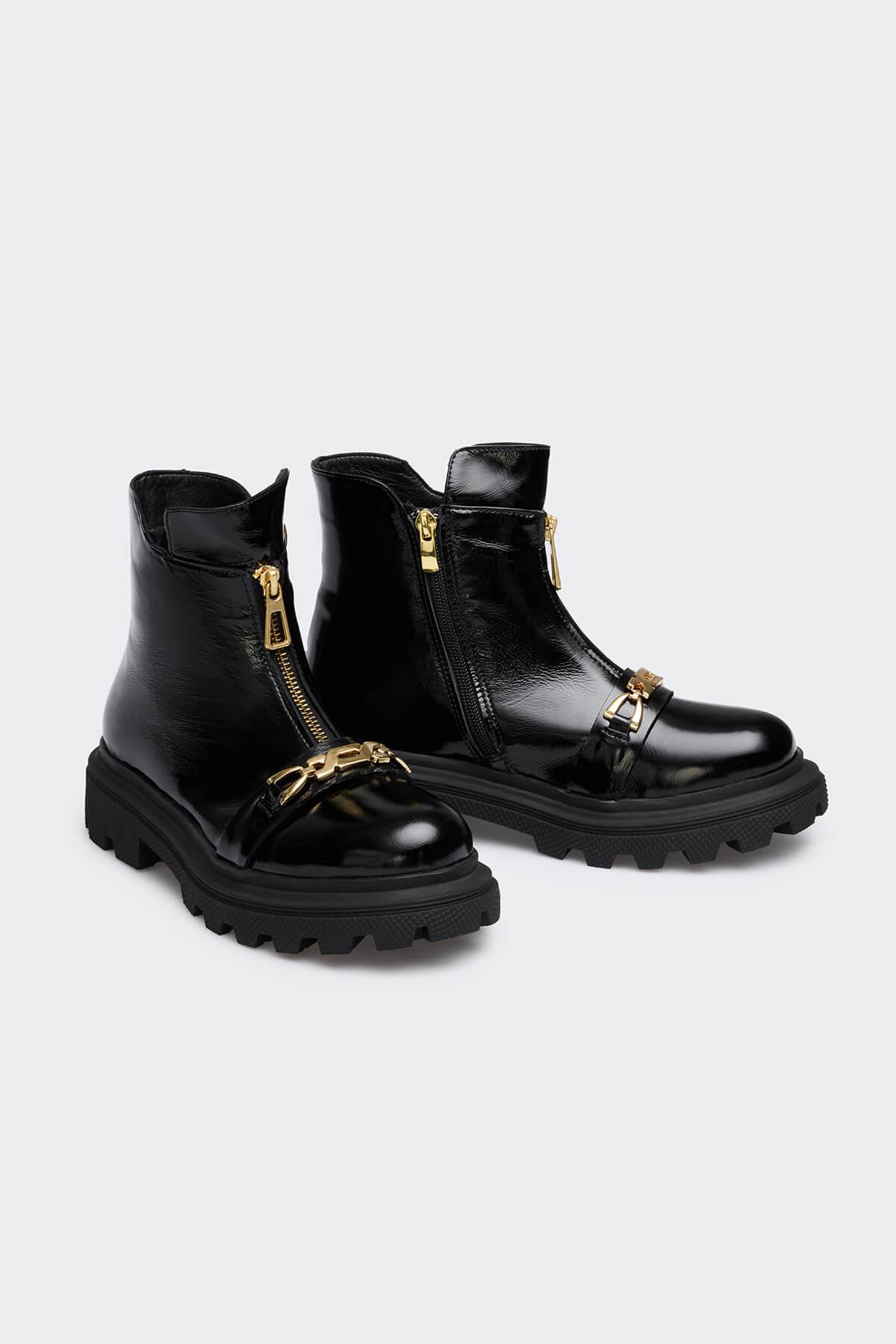 Tesuo Siyah Kırışık Rugan Kadın Bot