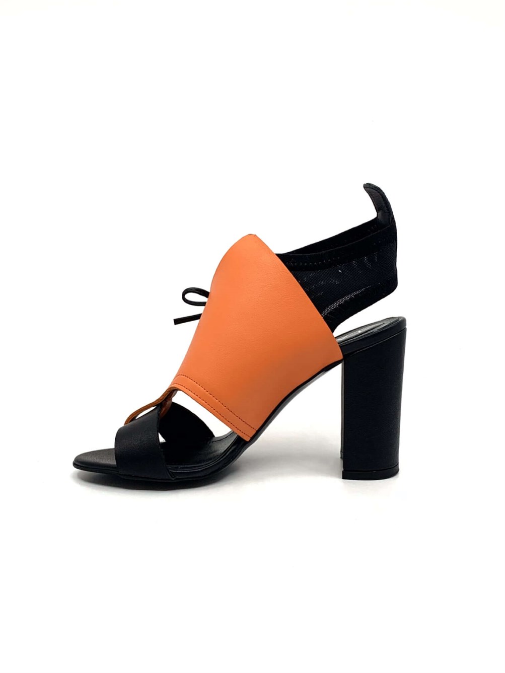 Lalin Turuncu Deri Kadın Topuklu Sandalet