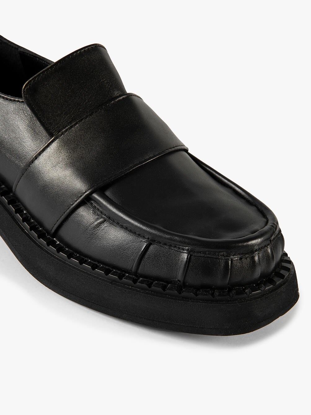 Lande Siyah Deri Kadın Loafer
