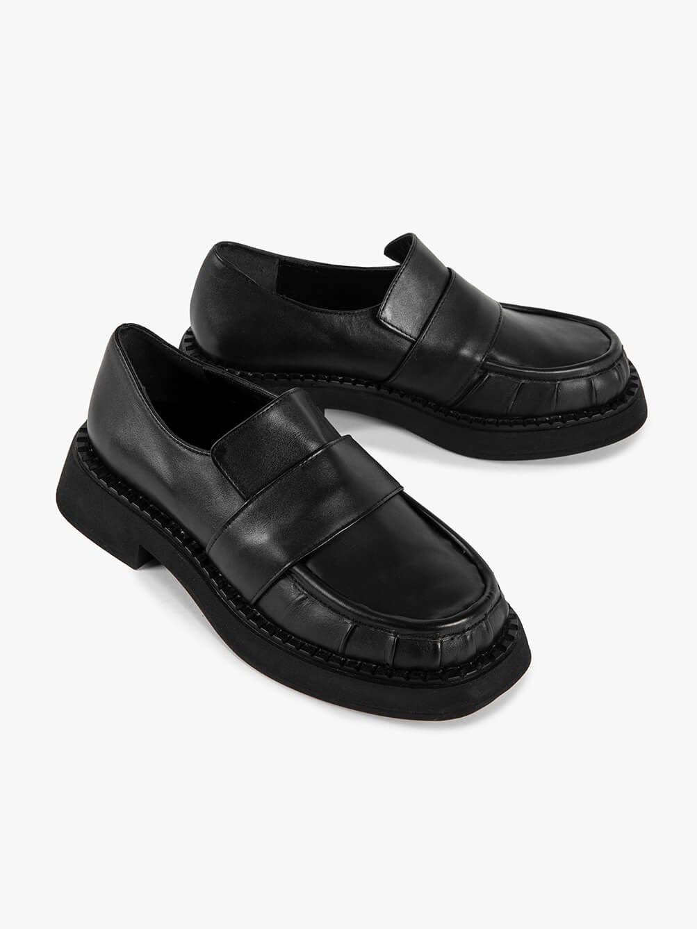 Lande Siyah Deri Kadın Loafer