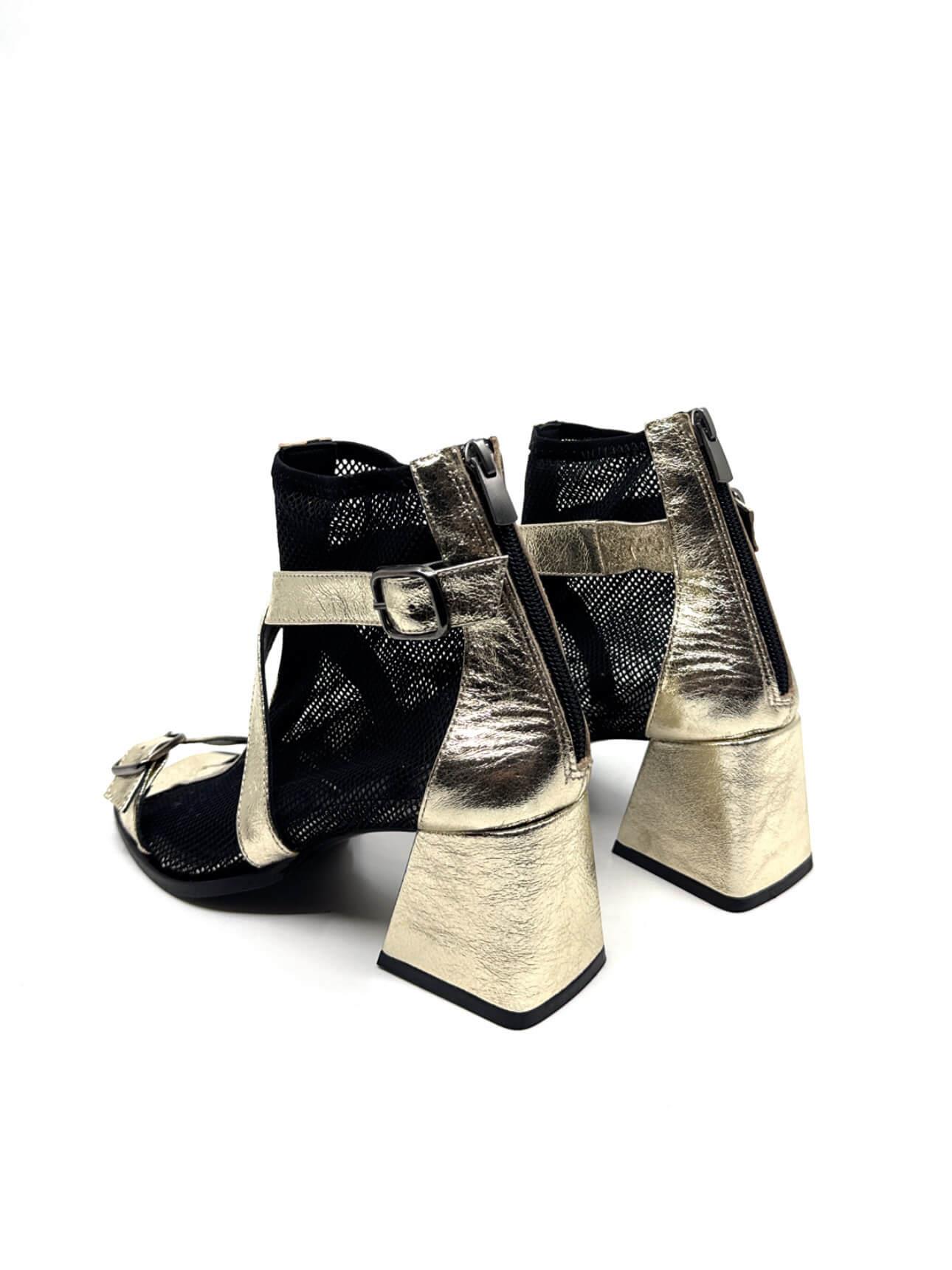 Leios Dore Deri Siyah File Kadın Topuklu Sandalet