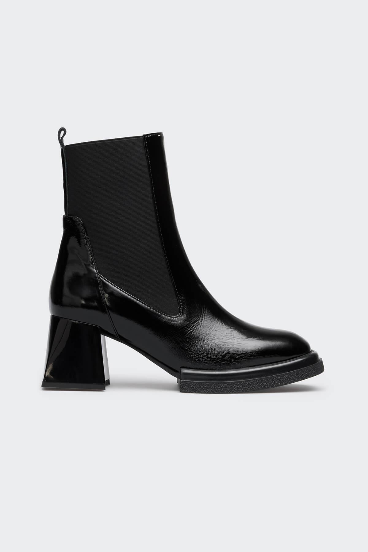 Madison Siyah Kırışık Rugan Kadın Bot