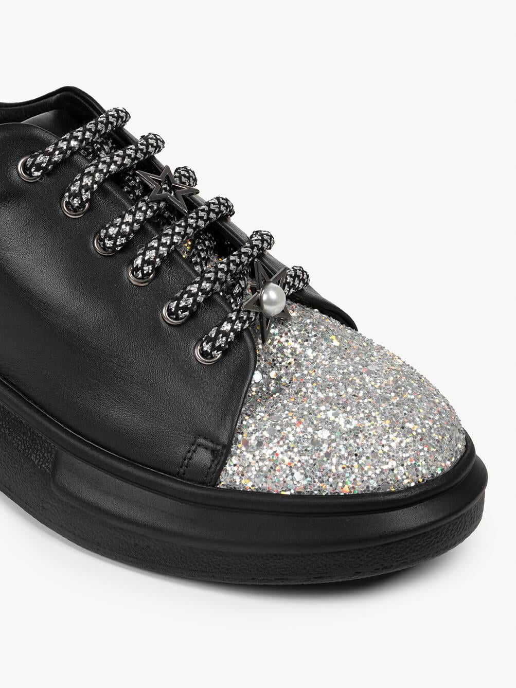 Marze Siyah Deri Kadın Sneaker