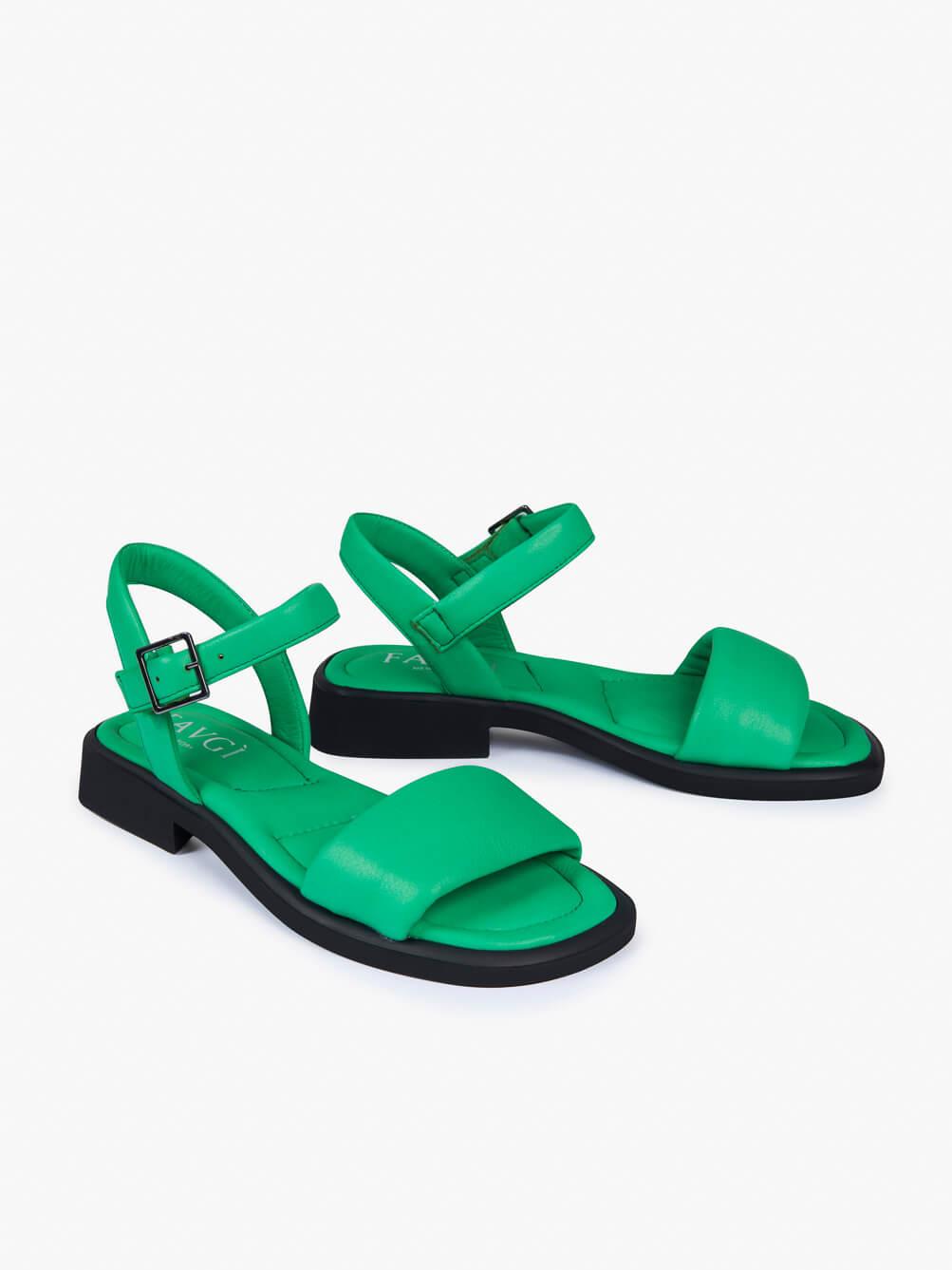 Neva Yeşil Deri Kadın Sandalet