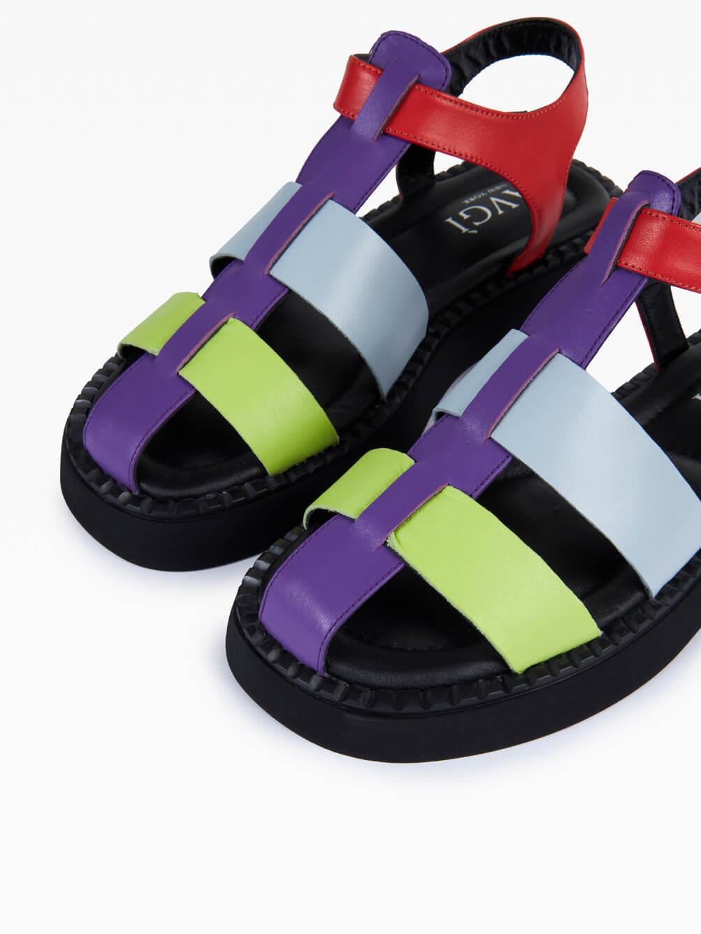 Noran Multicolor Kadın Deri Sandalet