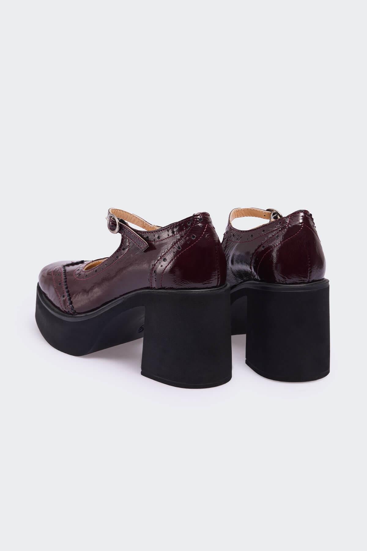 Odei Bordo Kırışık Rugan Kadın Günlük Ayakkabı