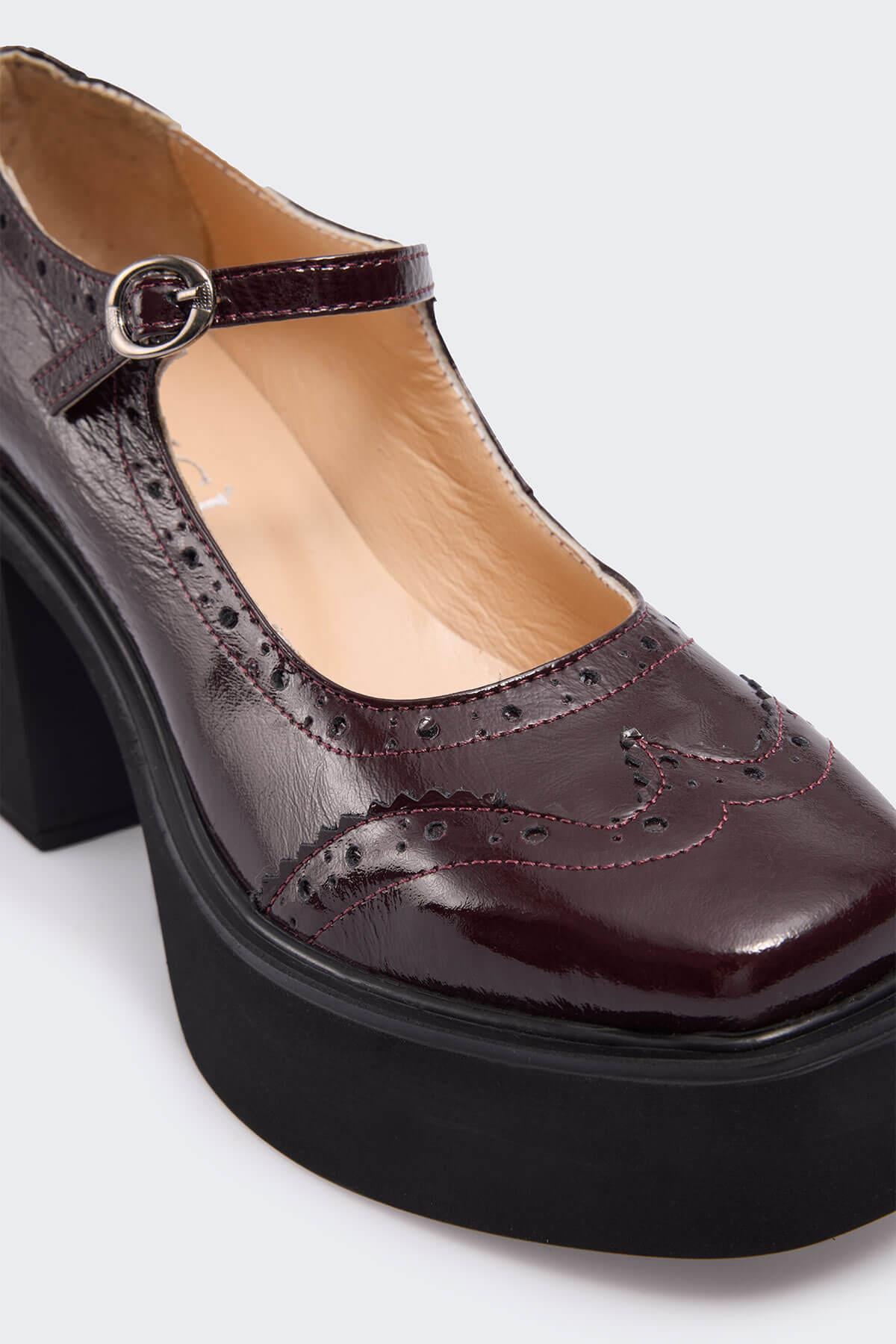 Odei Bordo Kırışık Rugan Kadın Günlük Ayakkabı