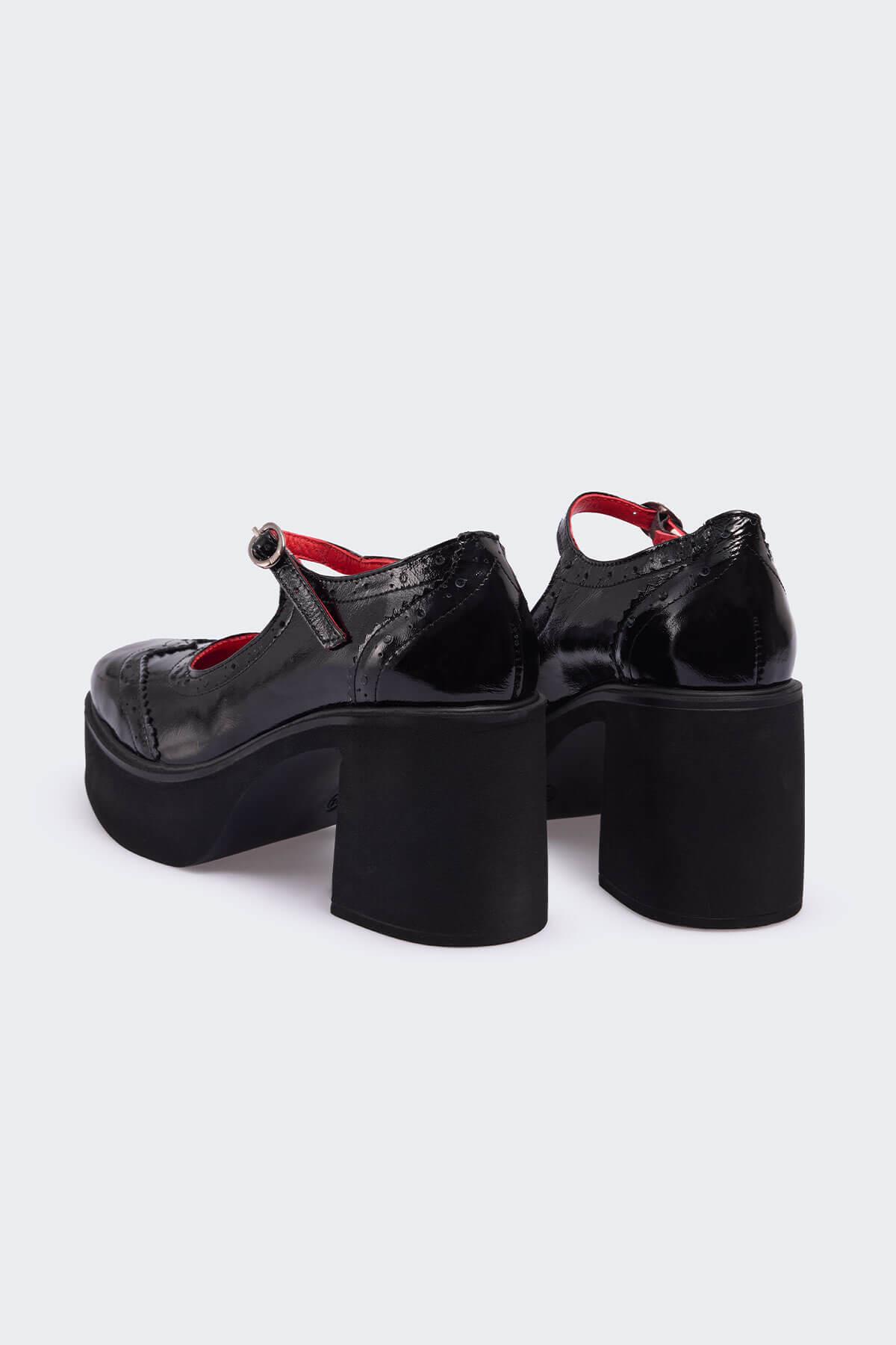 Odei Siyah Kırışık Rugan Kadın Günlük Ayakkabı