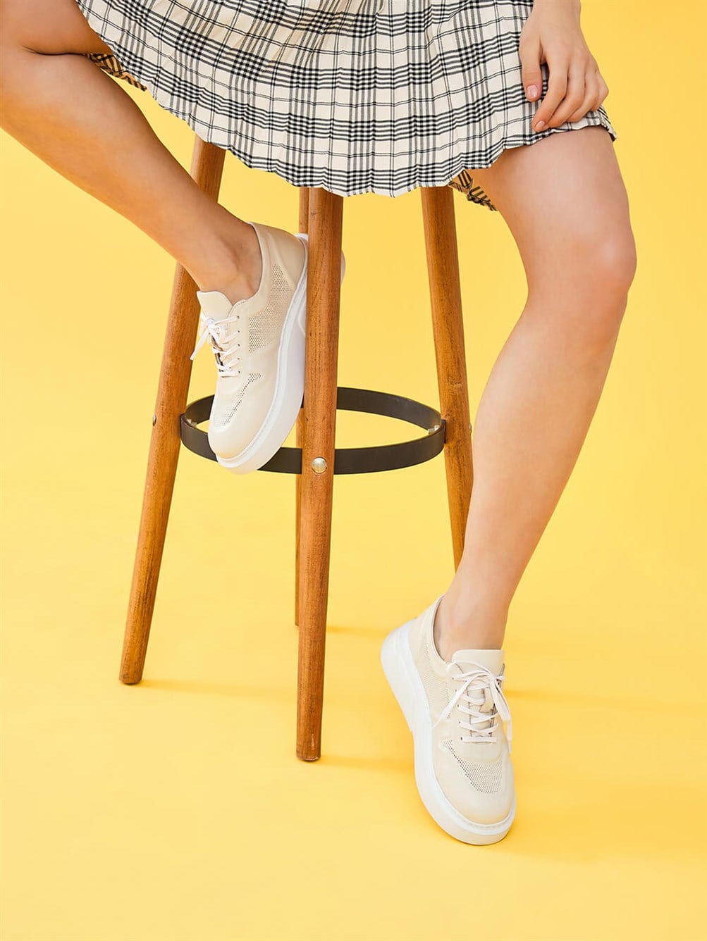 Oliver Bej Deri Kadın Sneaker 