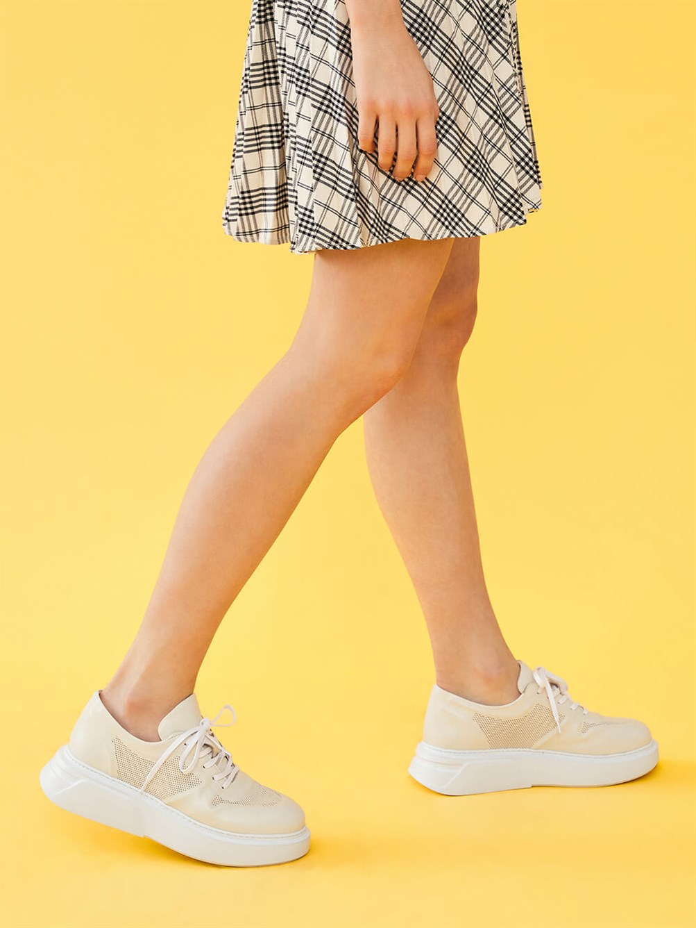 Oliver Bej Deri Kadın Sneaker 