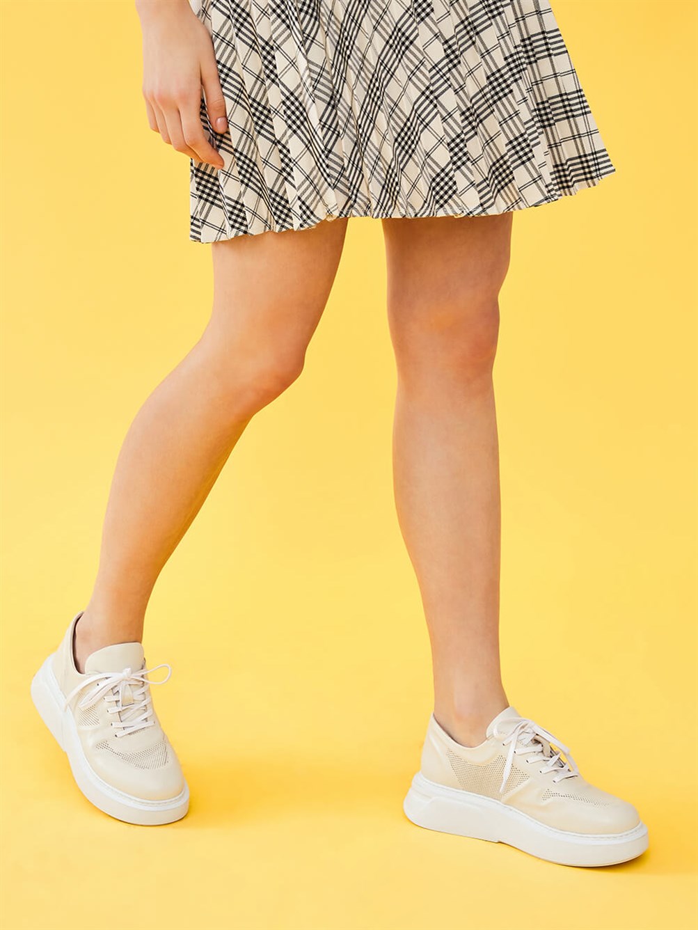 Oliver Bej Deri Kadın Sneaker 