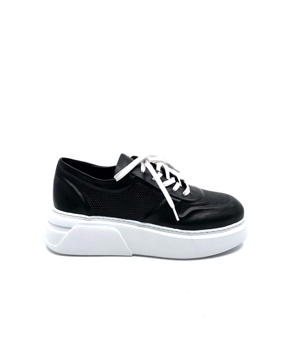 Oliver Siyah Deri Kadın Sneaker 